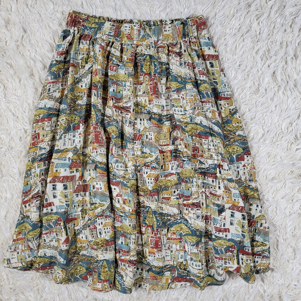 Vintage Worlds Apart Twon Print Skirt 100 % Silk